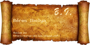 Béres Ibolya névjegykártya